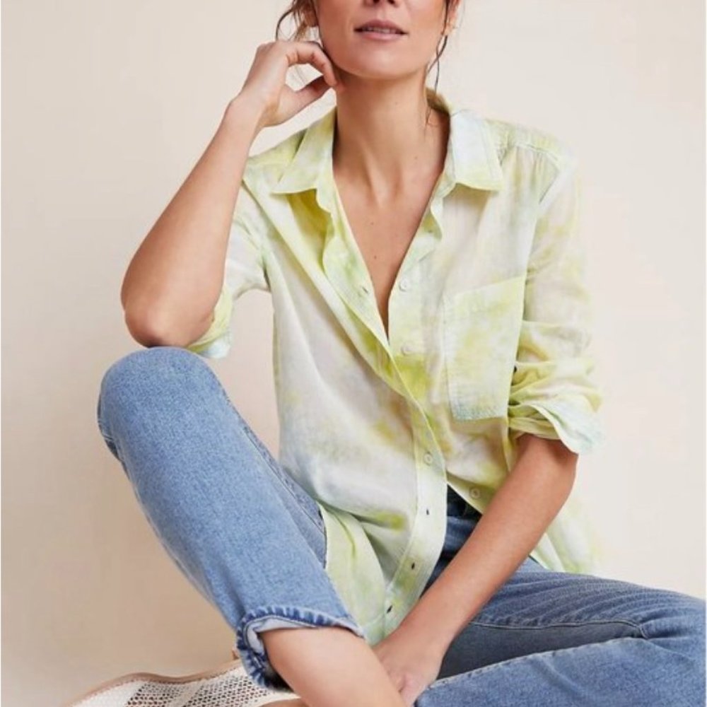 Anthropologie cate classic tie-dye button down